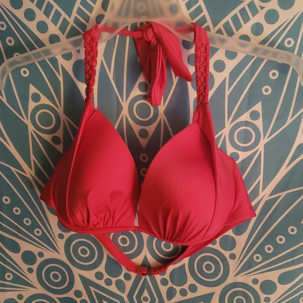 Red braided bikini top